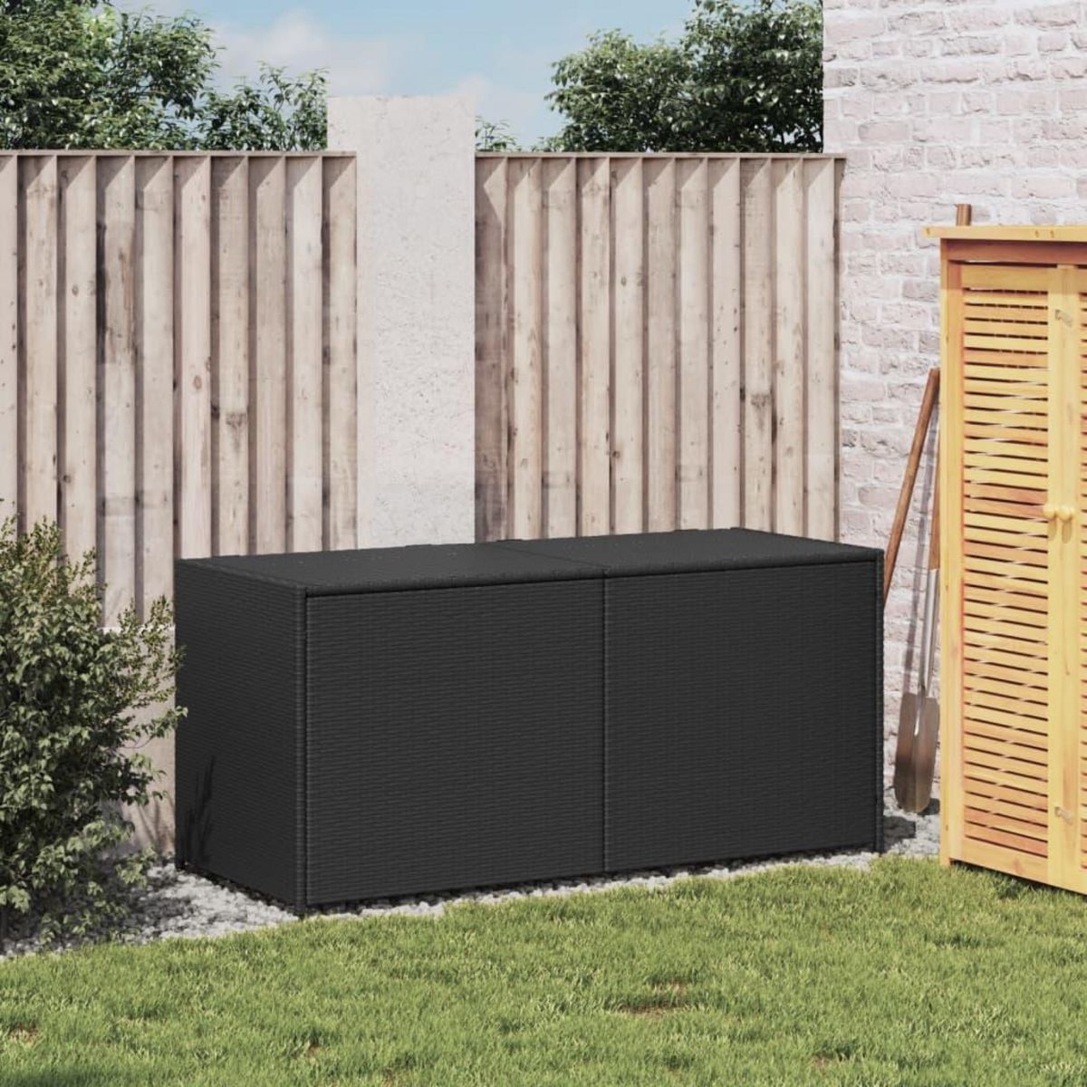 VIDAXL Boîte de rangement de jardin noir 283L resine tressee