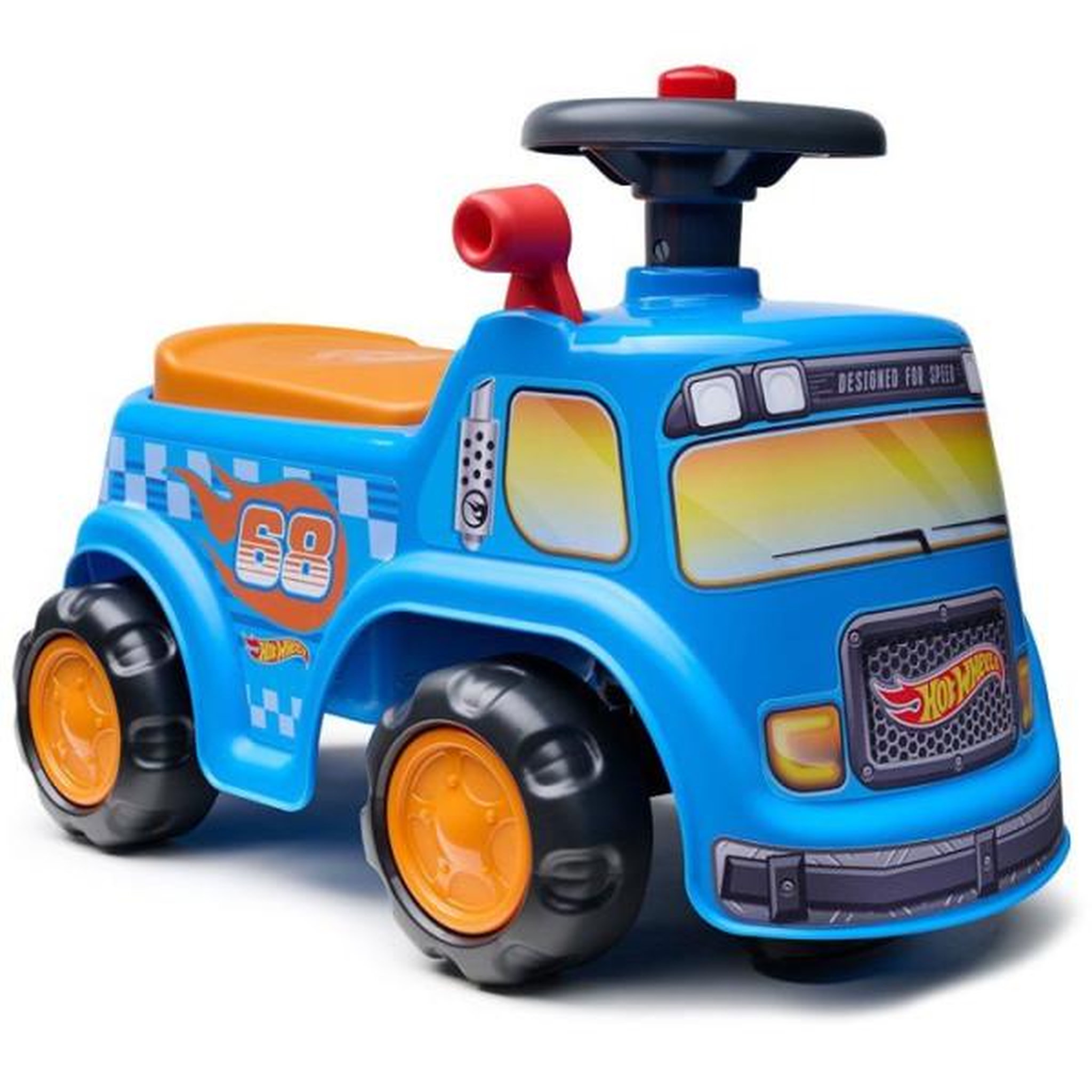 FALK Porteur trotteur  - falk - camion hot wheels - assise ouvrante - volant avec klaxon - plaque personnalisable - des 12 mois