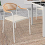 Voir la diapositive 2 : ID MARKET Lot de 6 chaises de jardin MADEIRA métal blanc cordage et textilène beige et rotin clair