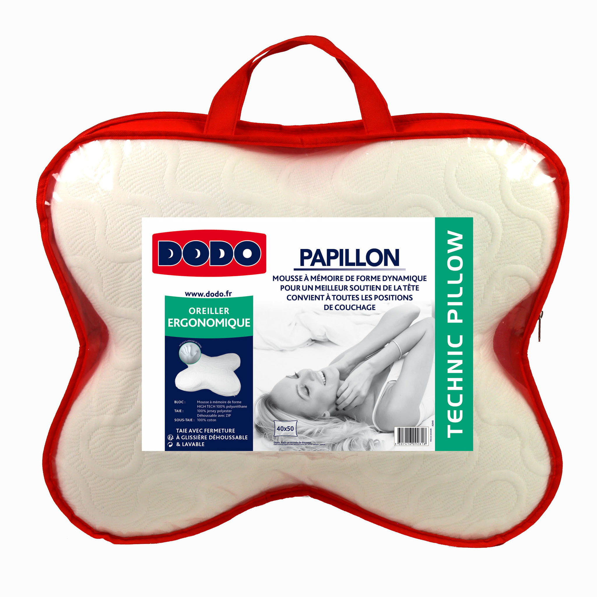 Voir la diapositive 1 : DODO Oreiller ergonomique polyester DODO PAPILLON