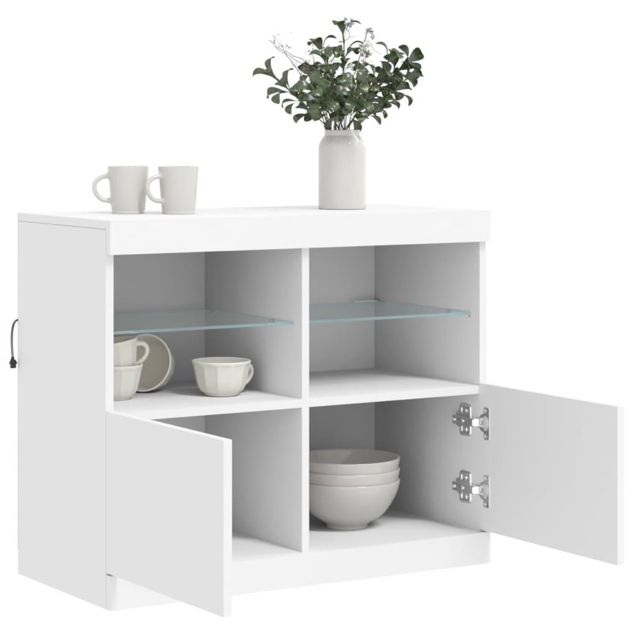 Voir la diapositive 5 : VIDAXL Buffet avec lumieres LED blanc 81x37x67 cm