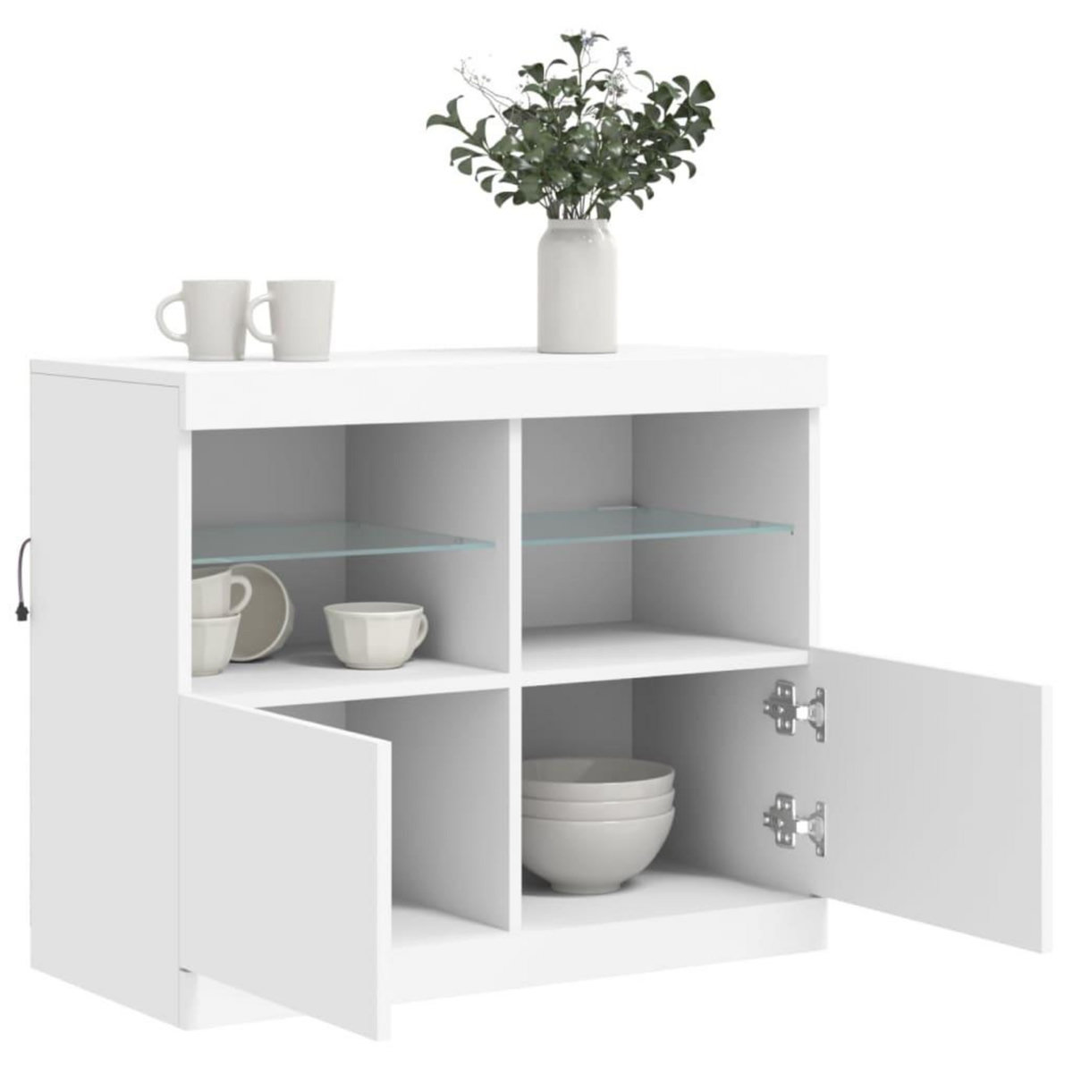 VIDAXL Buffet avec lumieres LED blanc 81x37x67 cm