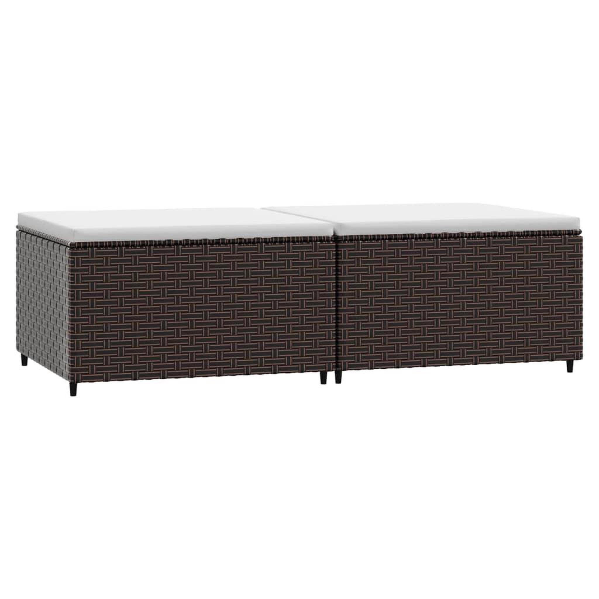 Voir la diapositive 2 : VIDAXL Repose-pieds de jardin coussins lot de 2 marron resine tressee