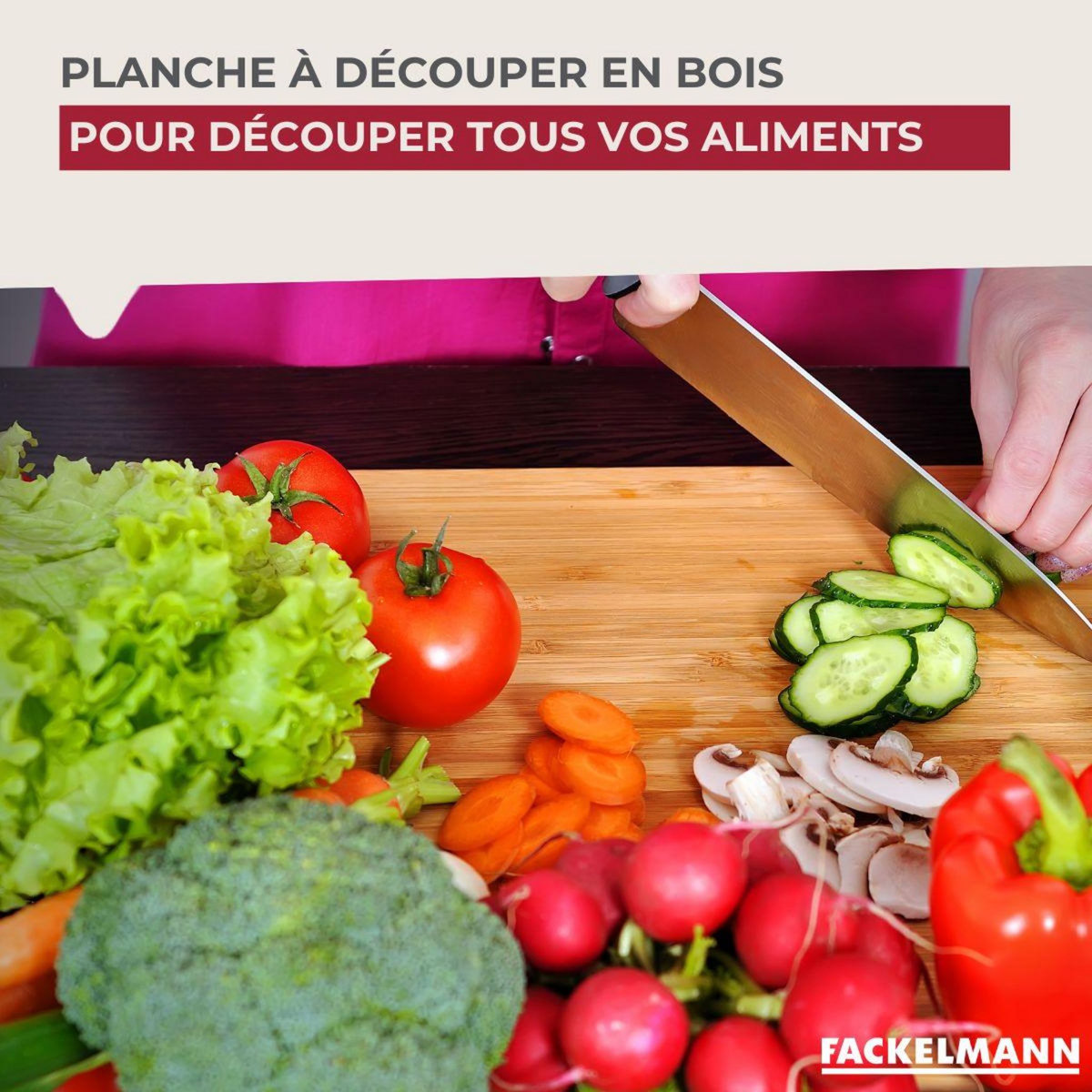 Fackelmann Planche à découper, hêtre avec rigolle et collecteur de sang 45 x 25 cm Fackelmann Wood Edition