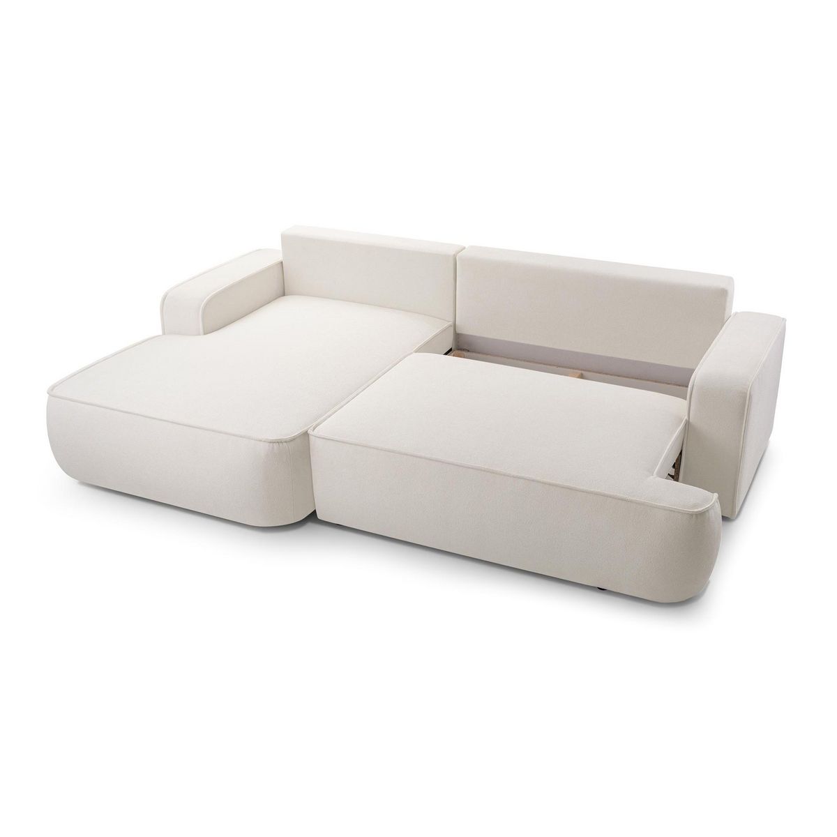 BEST MOBILIER Nessino - canapé d'angle gauche 4 places - convertible avec coffre - en tissu texturé