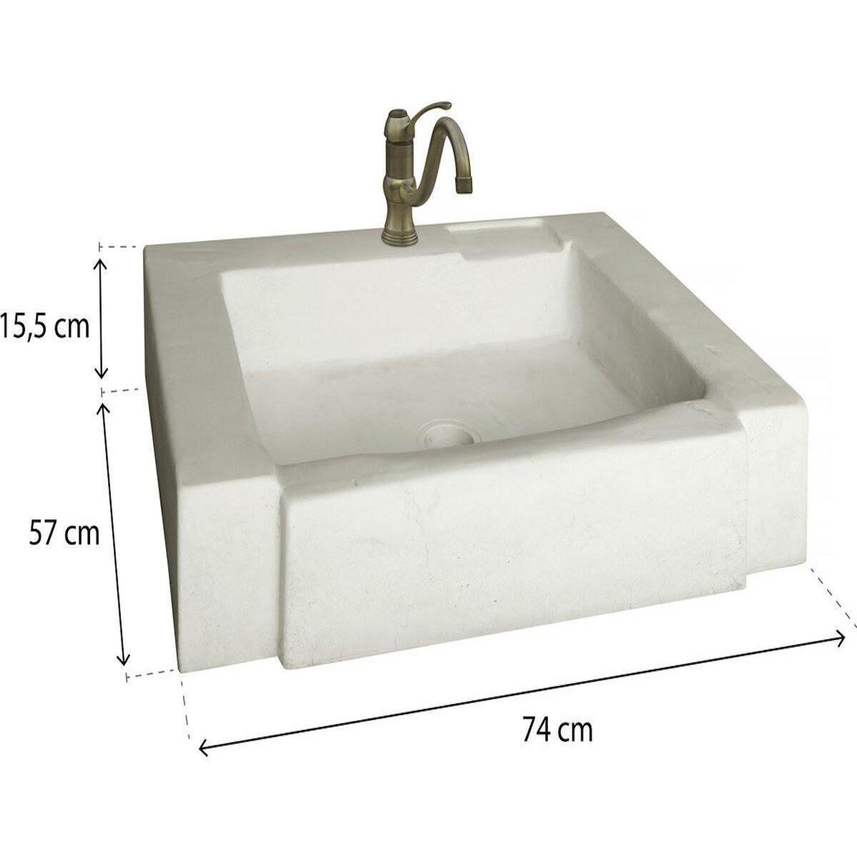 Habitat et Jardin Evier  Modène  - pierre reconstituée - 74 x 57 x 15.5 cm