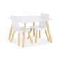 Voir la diapositive 5 : SWEEEK Table carrée enfant avec 2 chaises. pieds en pin. blanc