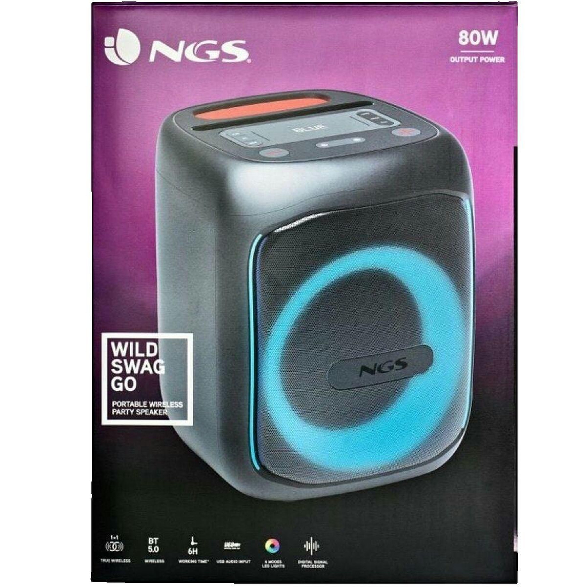 Voir la diapositive 2 : NGS Haut-parleur portable NGS Wild Swag Go Bluetooth 5.0 80W