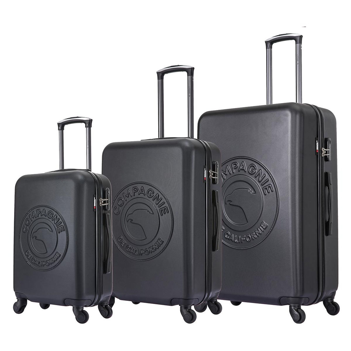 COMPAGNIE DE CALIFORNIE Ensemble de 3 valises à roulettes noir - cc-t366 black