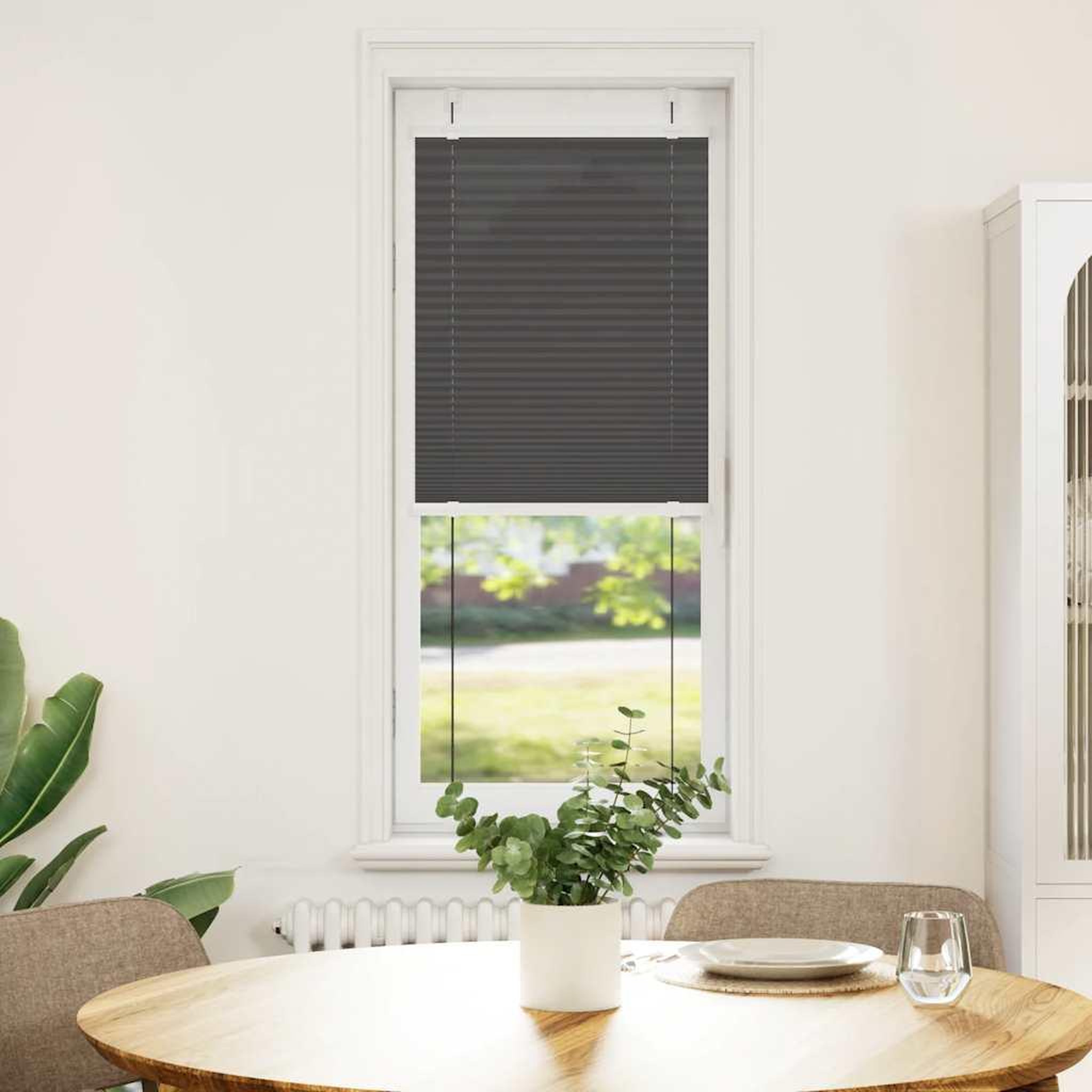 Voir la diapositive 2 : VIDAXL Store plisse noir 45x100 cm largeur du tissu 44,4 cm polyester