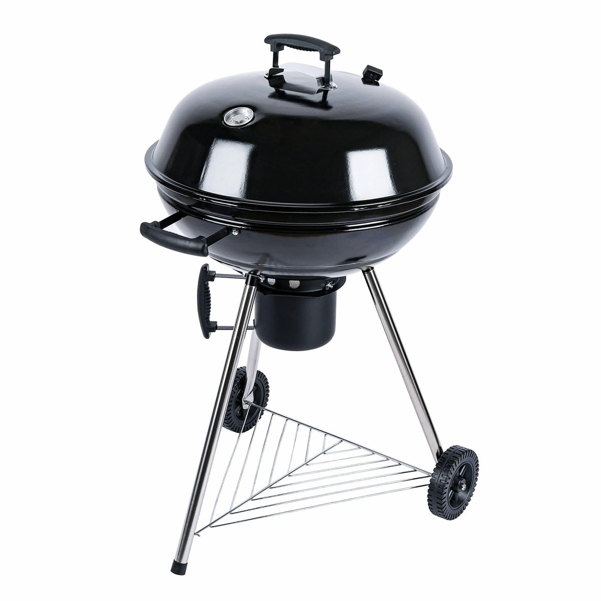 SWEEEK Barbecue charbon de bois Ø57cm - Georges - Noir émaillé. barbecue avec aérateurs. émaillé. fumoir. récupérateur de cendres