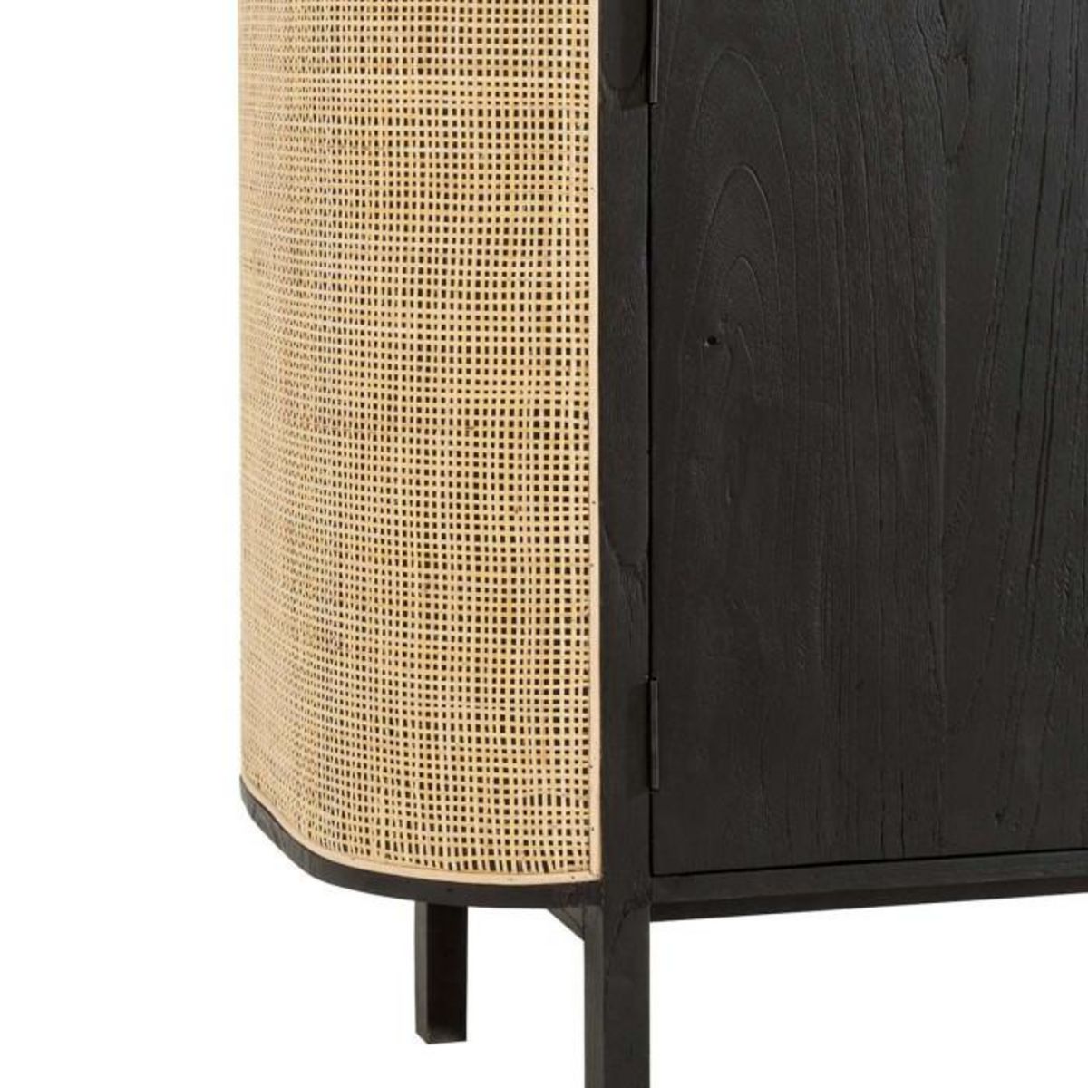 Paris Prix Buffet 3 Portes en Rotin  Molly  180cm Noir & Beige