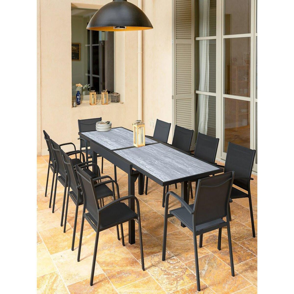 Habitat et Jardin Table jardin en aluminium extensible  Lagos  - 200/320 x 105 x 76 cm - Gris