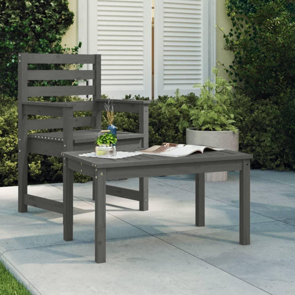 VIDAXL Table de jardin gris 82,5x50,5x45 cm bois massif de pin