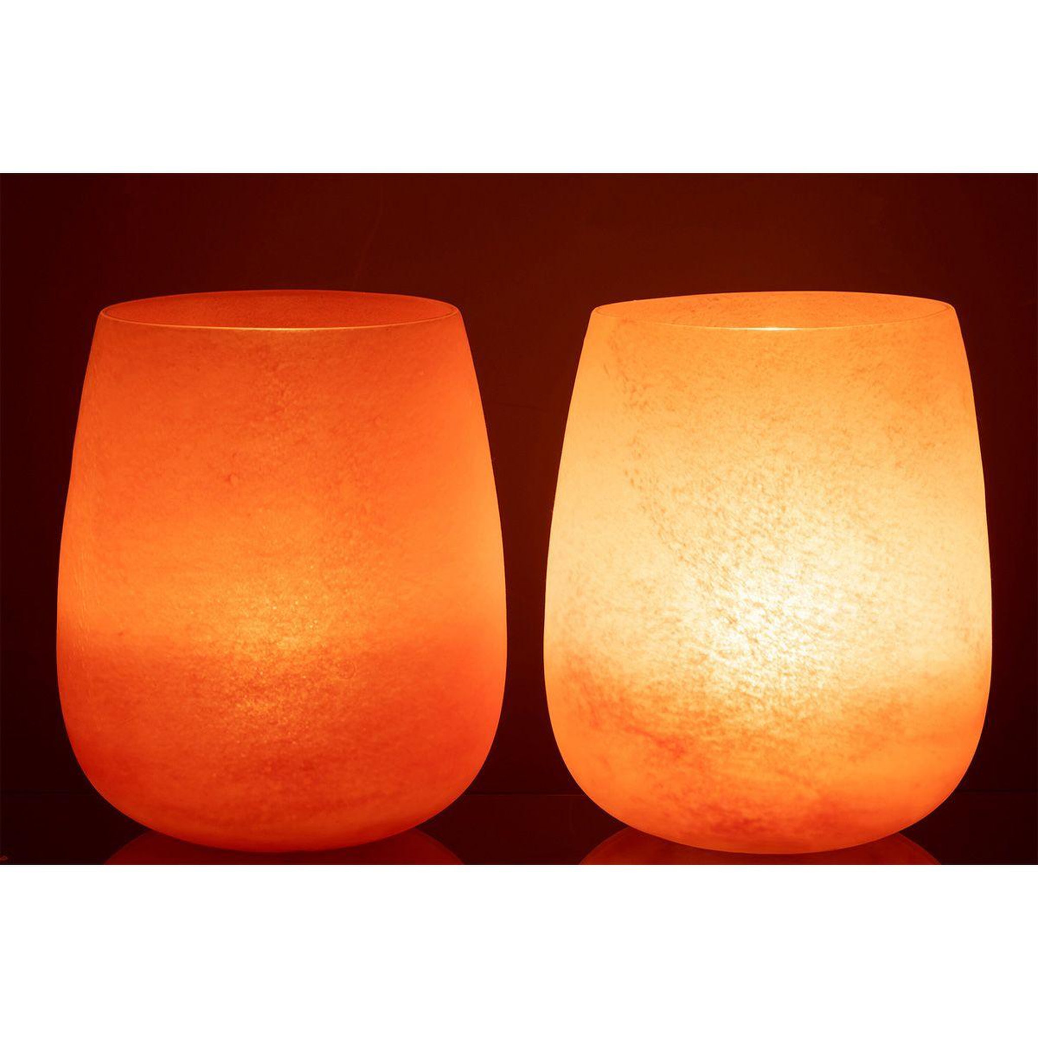 Voir la diapositive 6 : J-LINE Vase déco en verre  givré  27cm rose