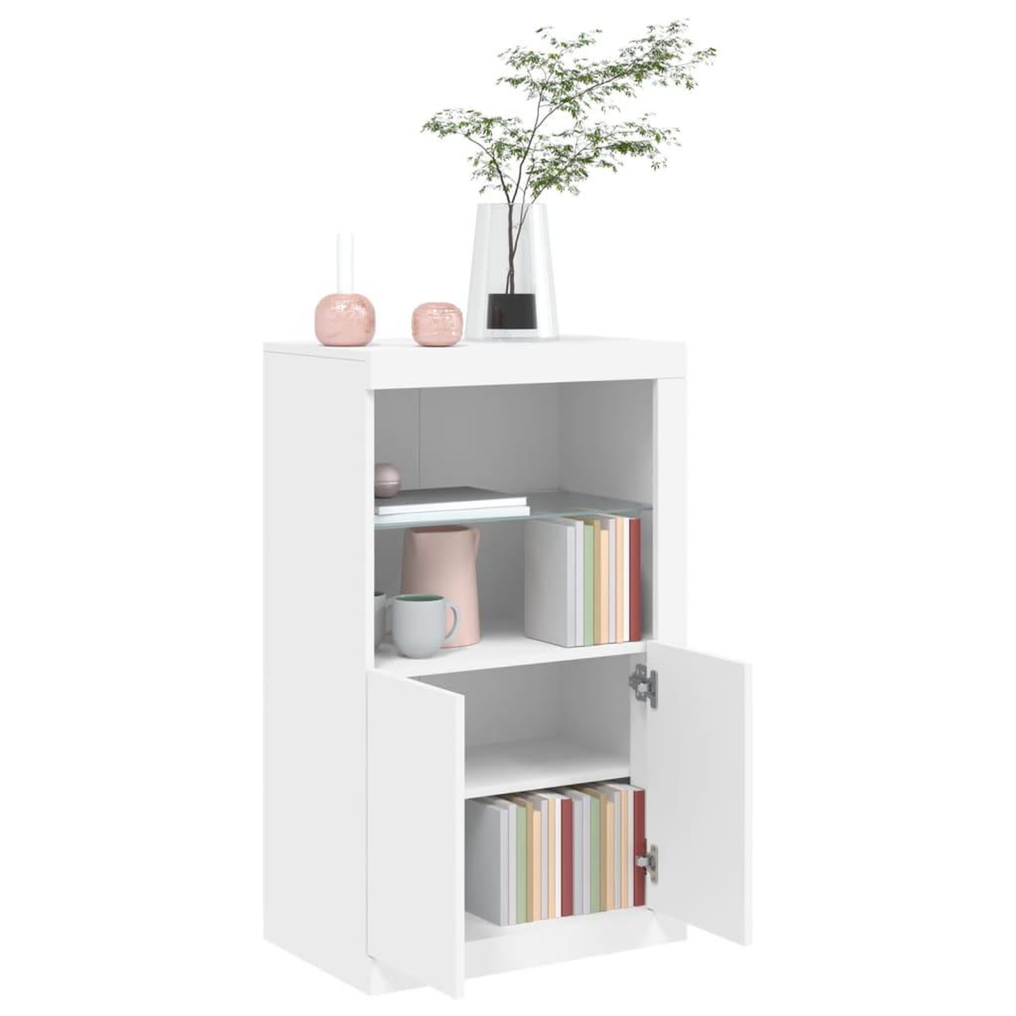 Voir la diapositive 5 : VIDAXL Armoire laterale avec eclairage LED blanc bois d'ingenierie