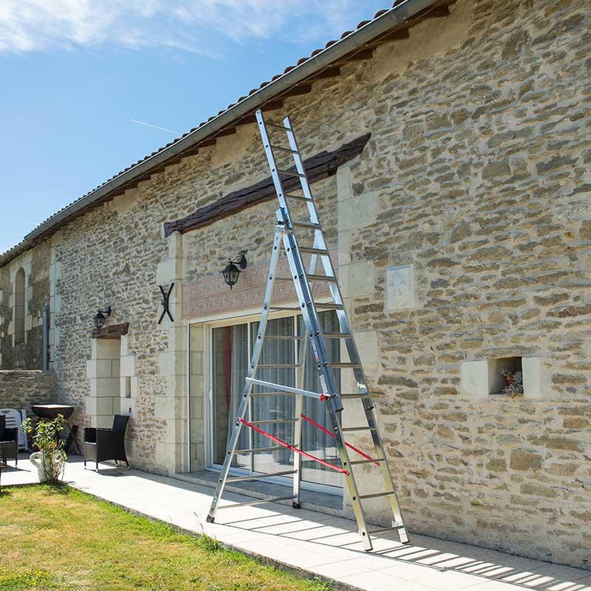 Voir la diapositive 5 : HAILO Echelle transformable pro 3 plans 3x11 échelons 6,5m/7,3m en aluminium Hailo Pro