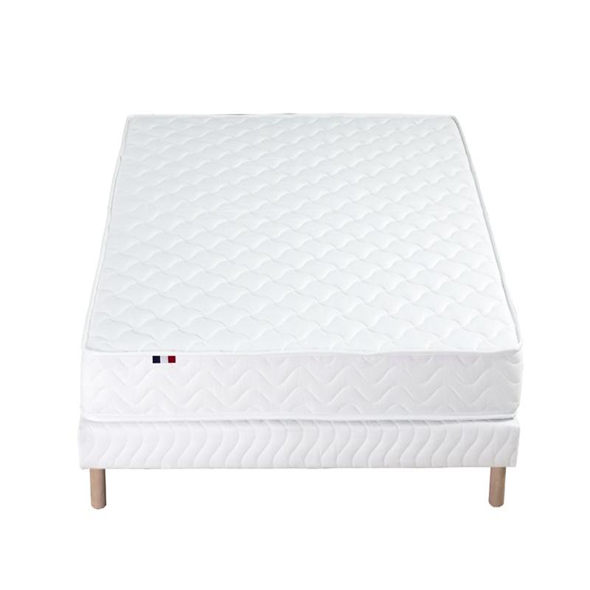Voir la diapositive 4 : Ensemble Matelas Mousse Accueil Latex 3 Zones + Sommier 140x190 cm Blanc TOULON