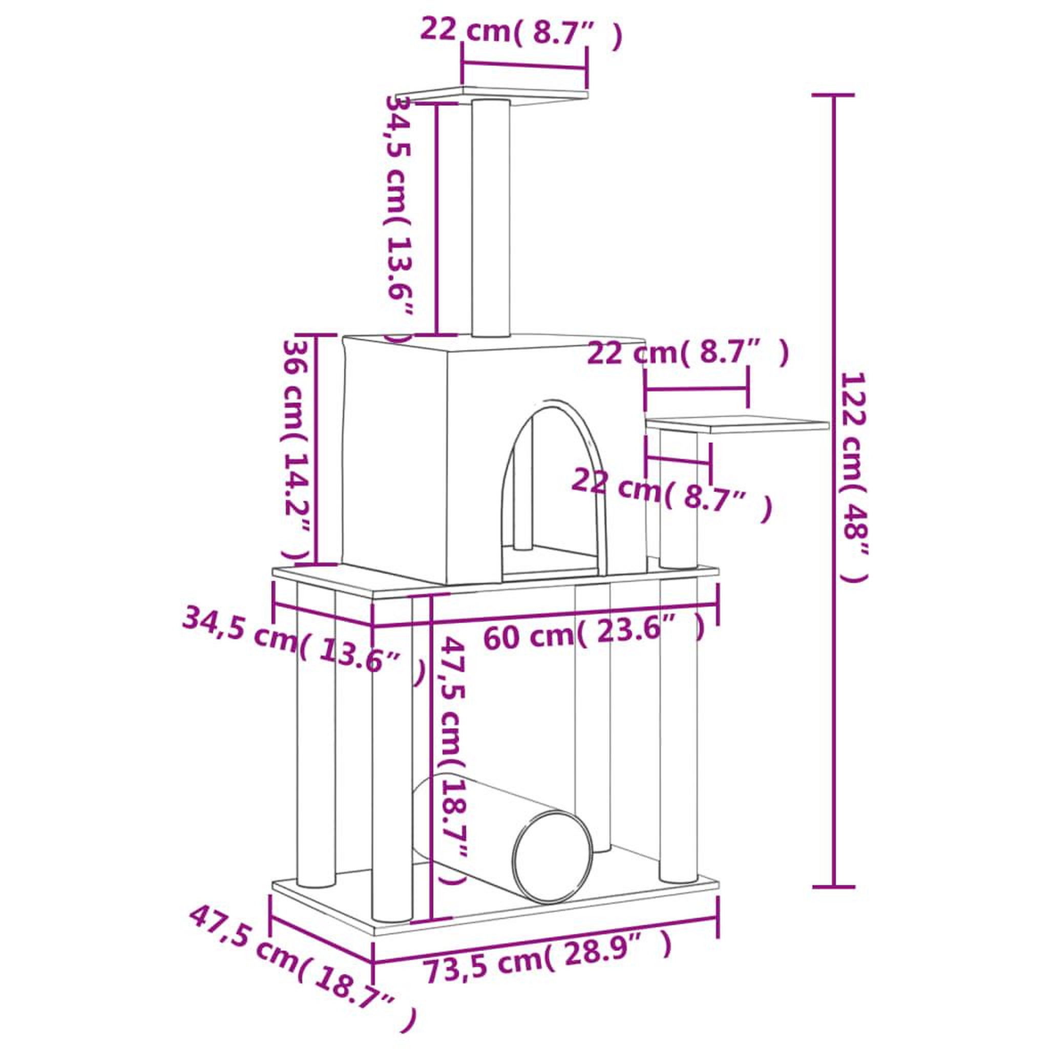 Voir la diapositive 6 : VIDAXL Arbre a chat avec griffoirs en sisal gris fonce 122 cm