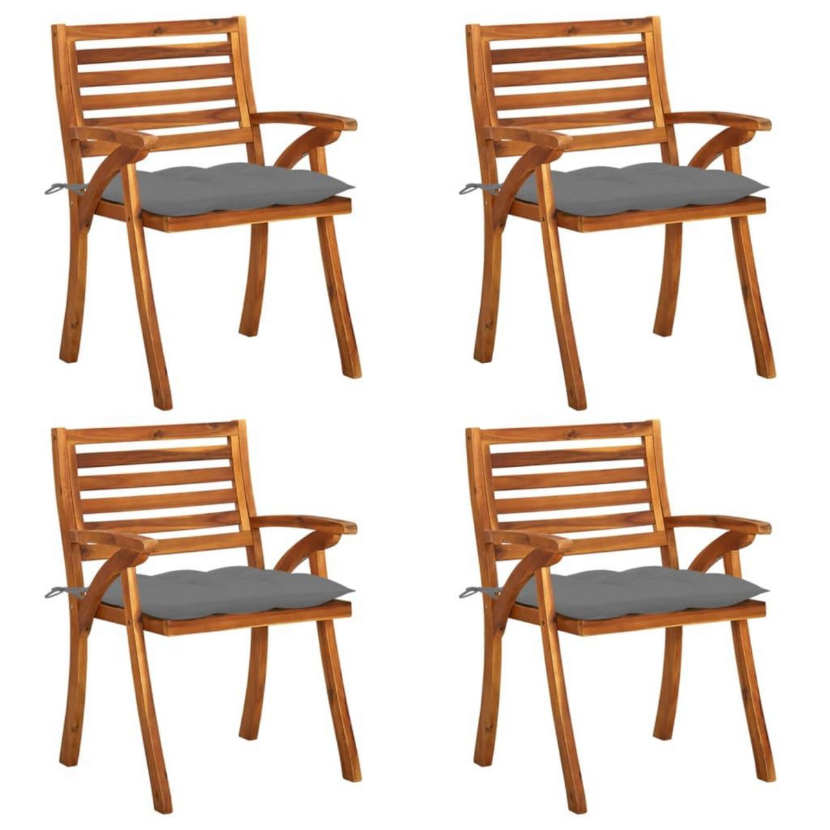 VIDAXL Chaises de jardin avec coussins lot de 4 Bois de teck solide