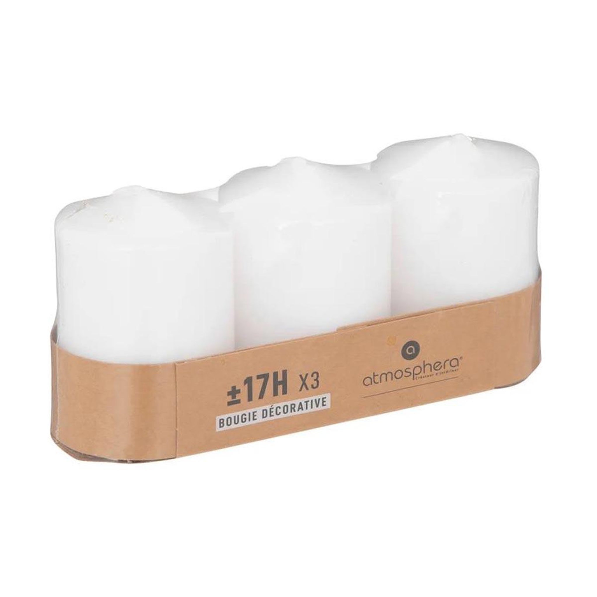 Voir la diapositive 1 : ATMOSPHERA Lot de 3 bougies votives  many  7,5cm blanc