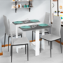 Voir la diapositive 5 : ID MARKET Table console pliable EDI 2-4 personnes bois blanc plateau gris 103 x 76 cm