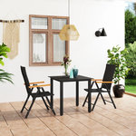 VIDAXL Ensemble a manger de jardin 3 pcs noir et marron