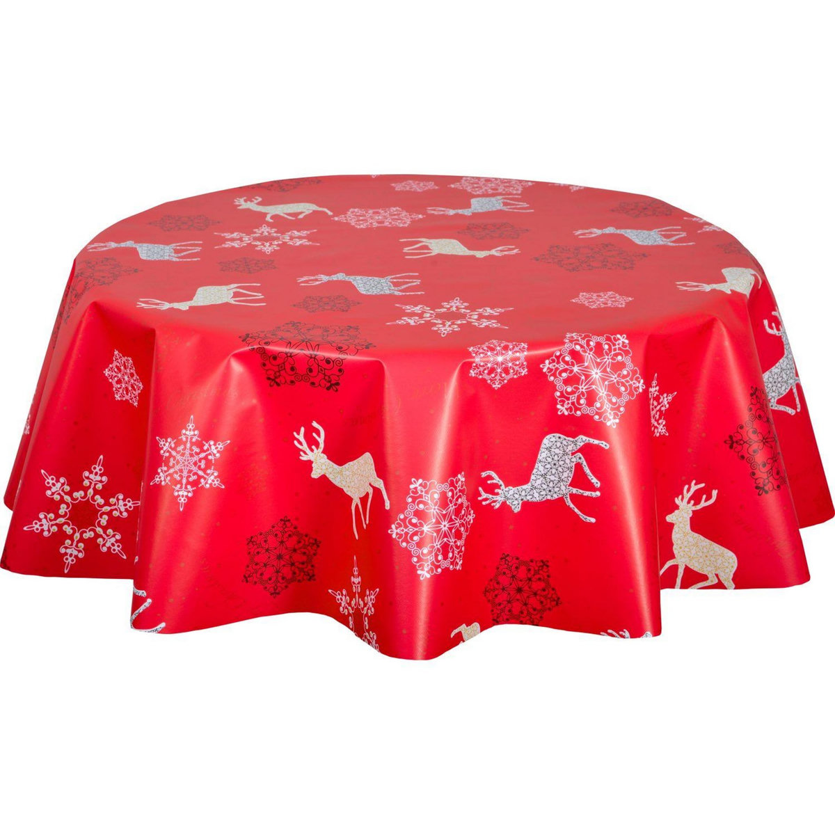 HABITABLE Nappe en toile cirée ronde RENNES - Diam. 135 cm - Rouge