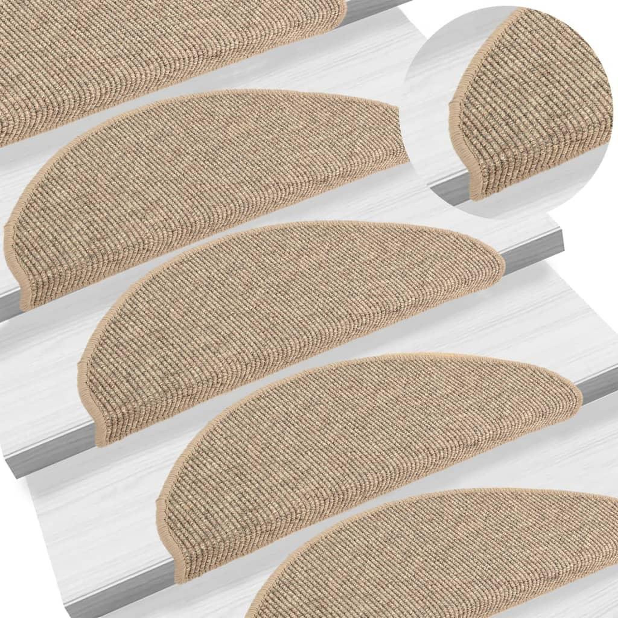 Voir la diapositive 1 : VIDAXL Tapis d'escalier auto-adhesifs 15 pcs Beige fonce 65x21x4 cm