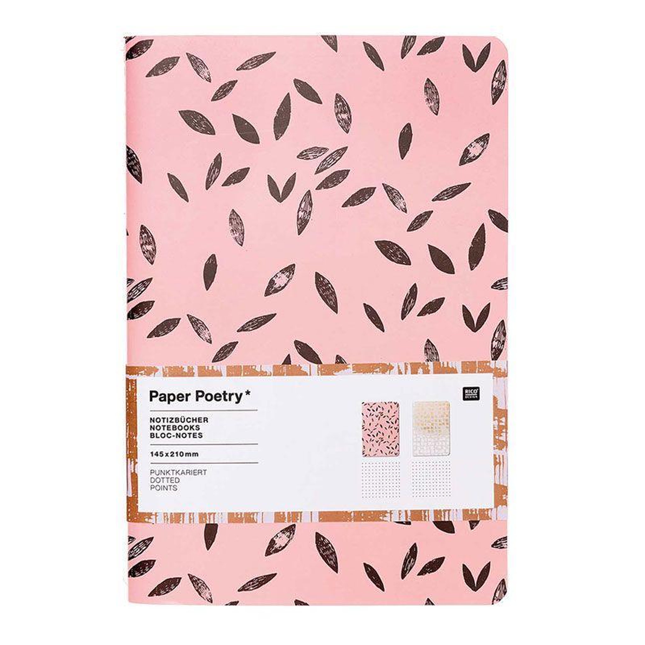Voir la diapositive 1 : RICO DESIGN Lot de 2 carnet de notes - corail et doré - a5