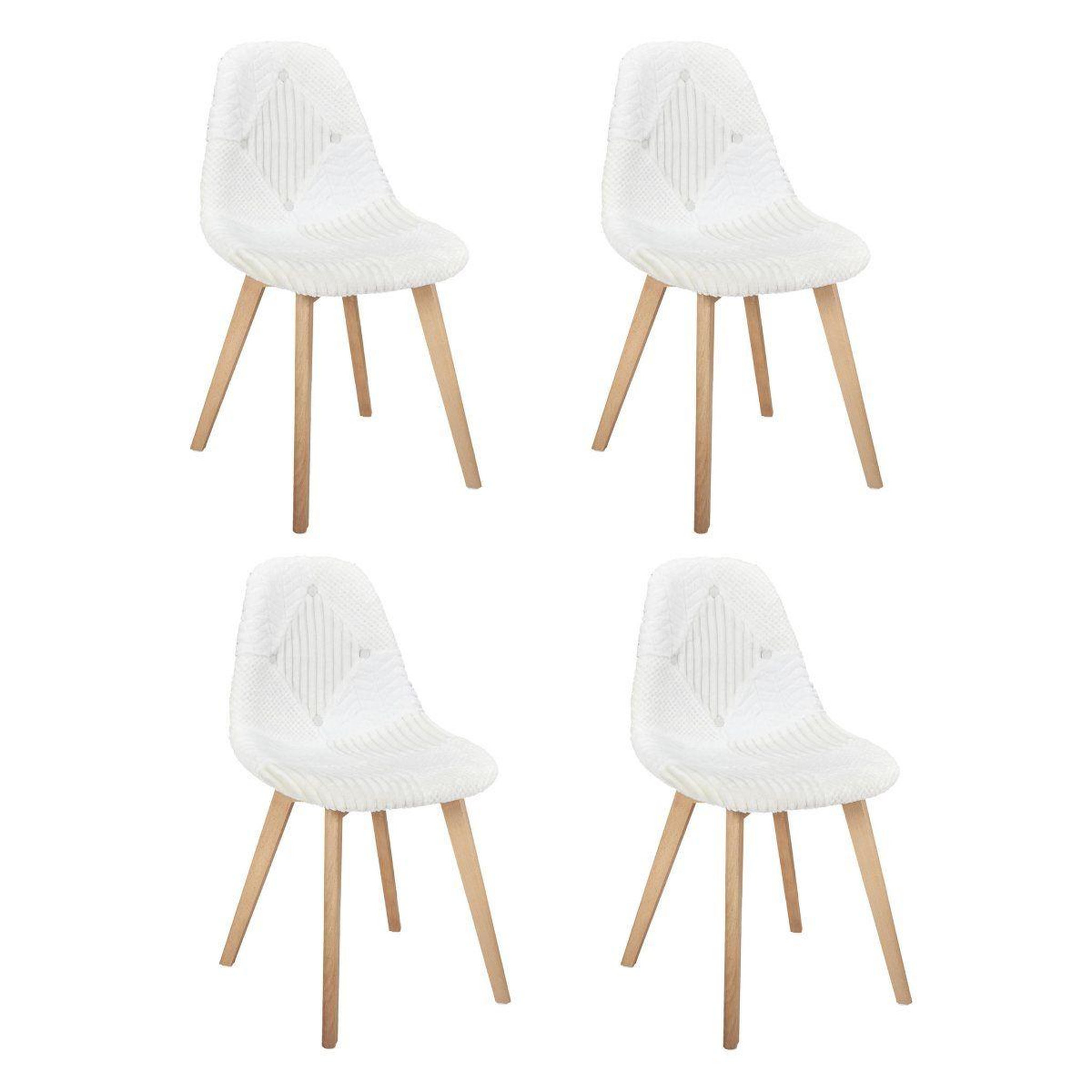 The Home Deco Factory Lot de 4 chaises scandinaves  patchwork  87cm blanc