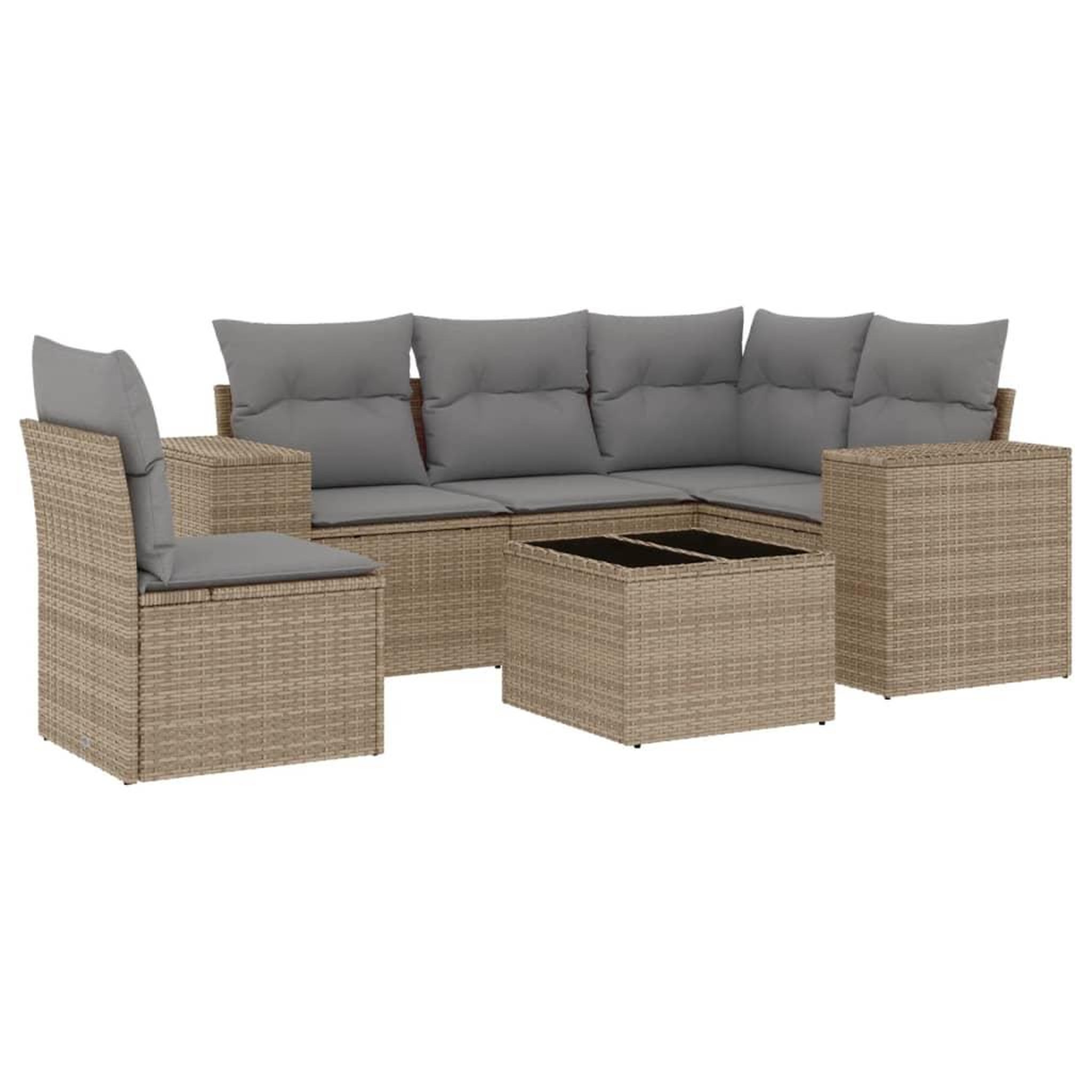 Voir la diapositive 2 : VIDAXL Salon de jardin avec coussins 6 pcs beige resine tressee