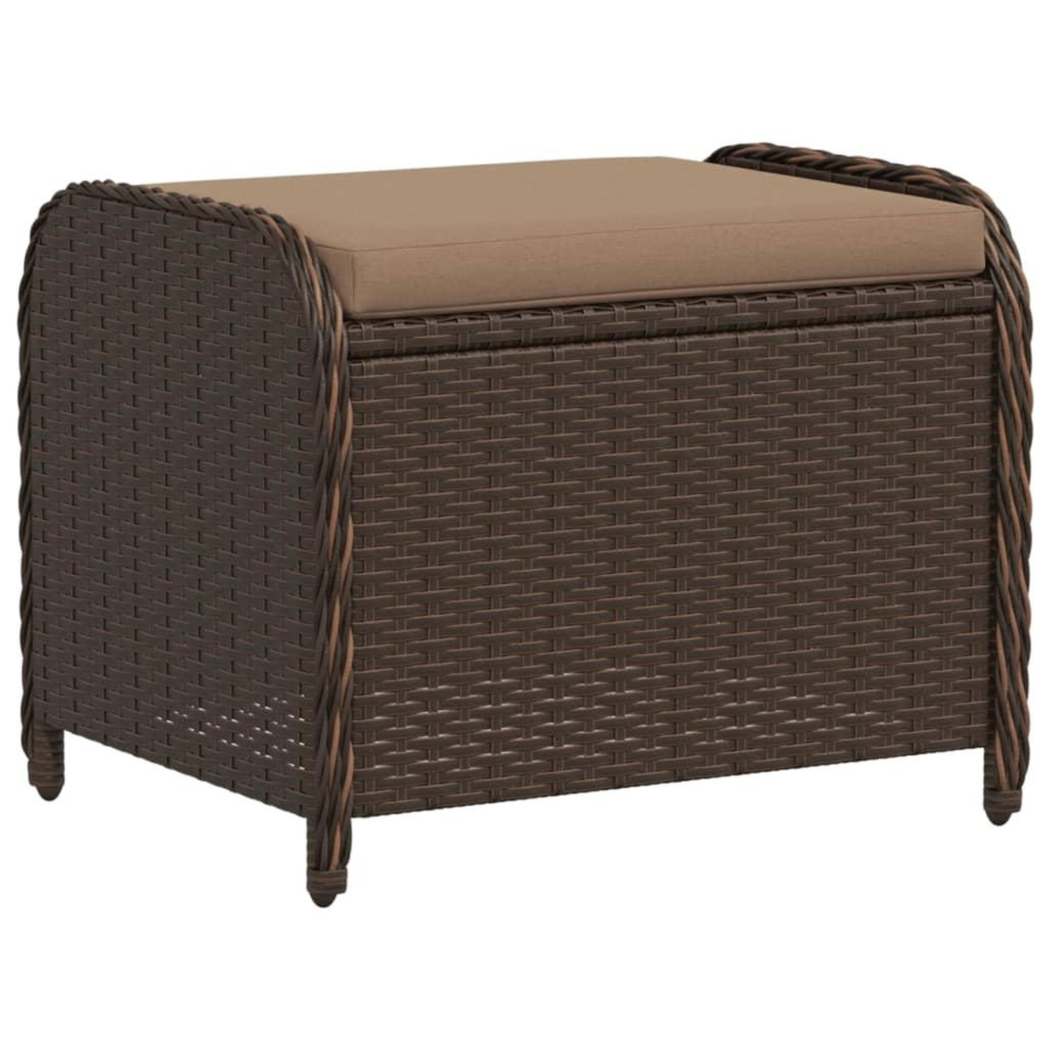 Voir la diapositive 2 : VIDAXL Tabouret de jardin avec coussin brun 58x46x46 cm resine tressee