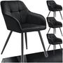 Voir la diapositive 1 : tectake Chaise de salle à manger rembourrée et en velours matelassé noir/noir Lot de 4