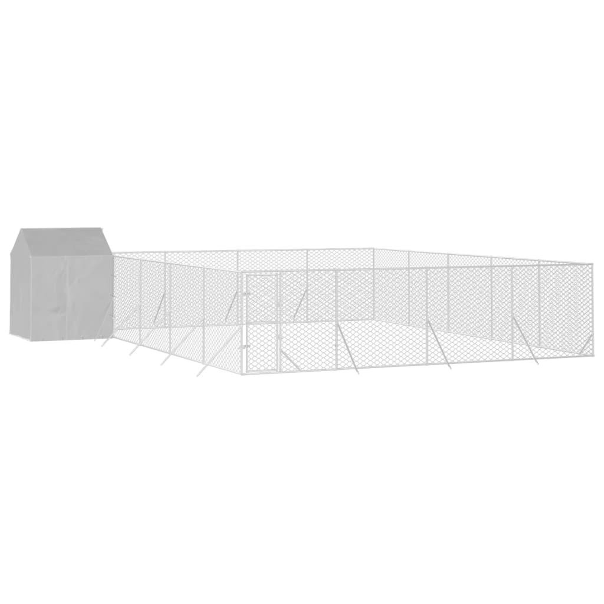 Voir la diapositive 3 : VIDAXL Chenil d'exterieur pour chiens avec toit argente 10x10x2,5 m