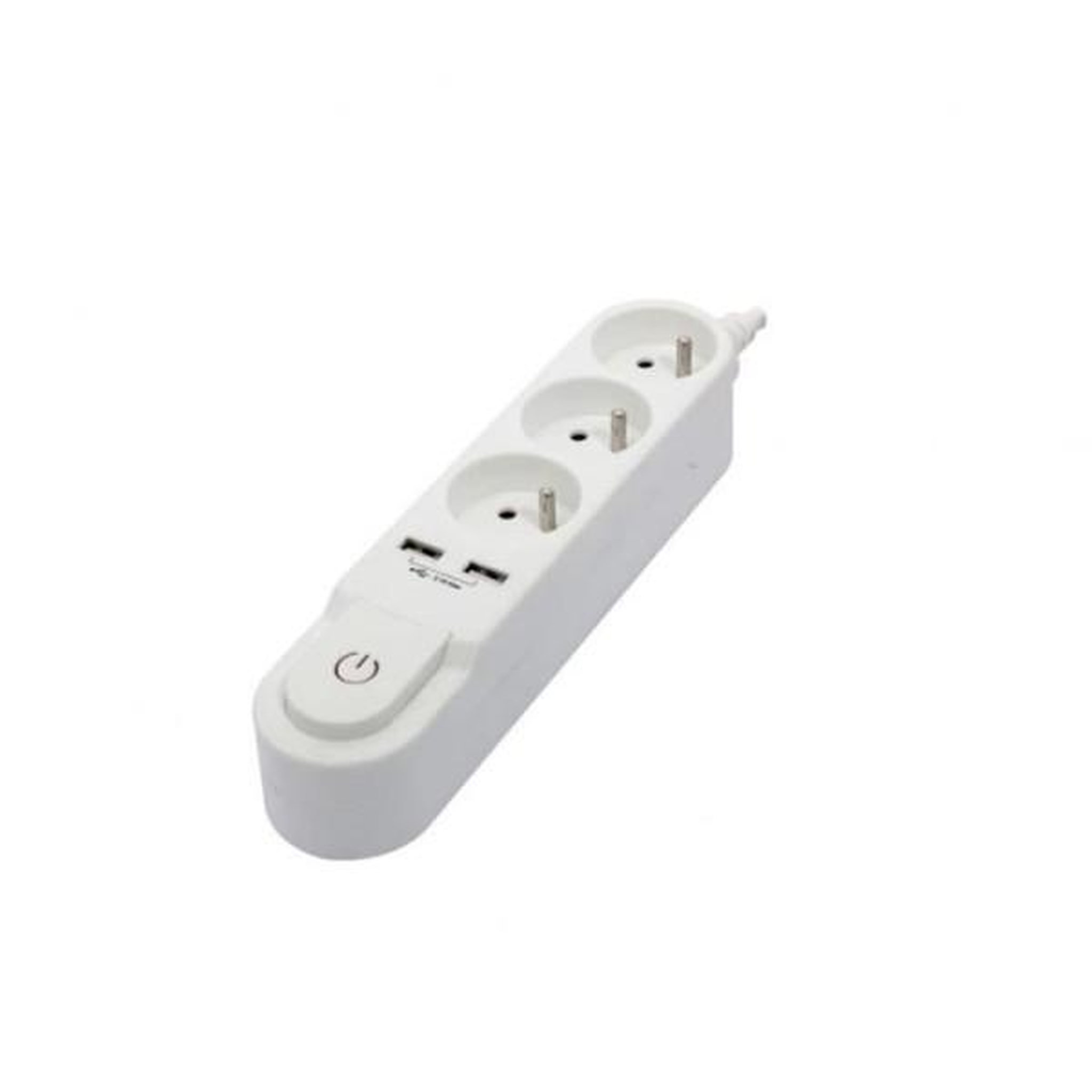 Voir la diapositive 2 : CHACON Chacon bloc multiprise avec interrupteur 3 prises 16 a et 2 sorties usb 2 a, câble 1,5 m blanc