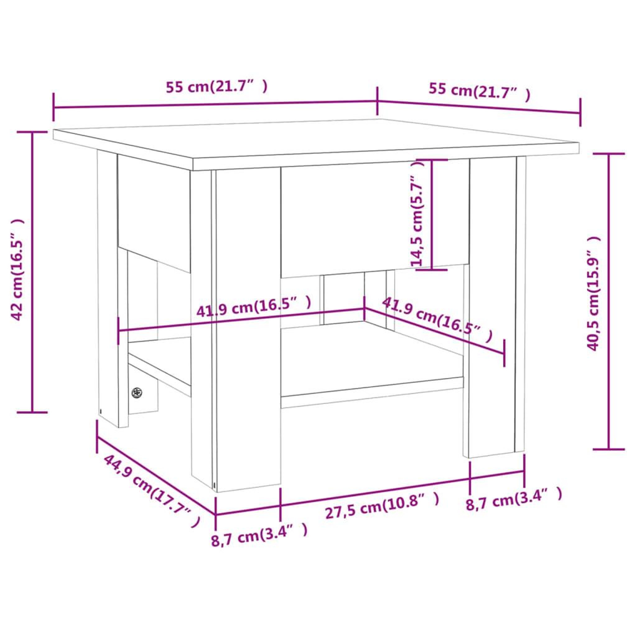 Voir la diapositive 6 : VIDAXL Table basse blanc 55x55x42 cm bois d'ingenierie