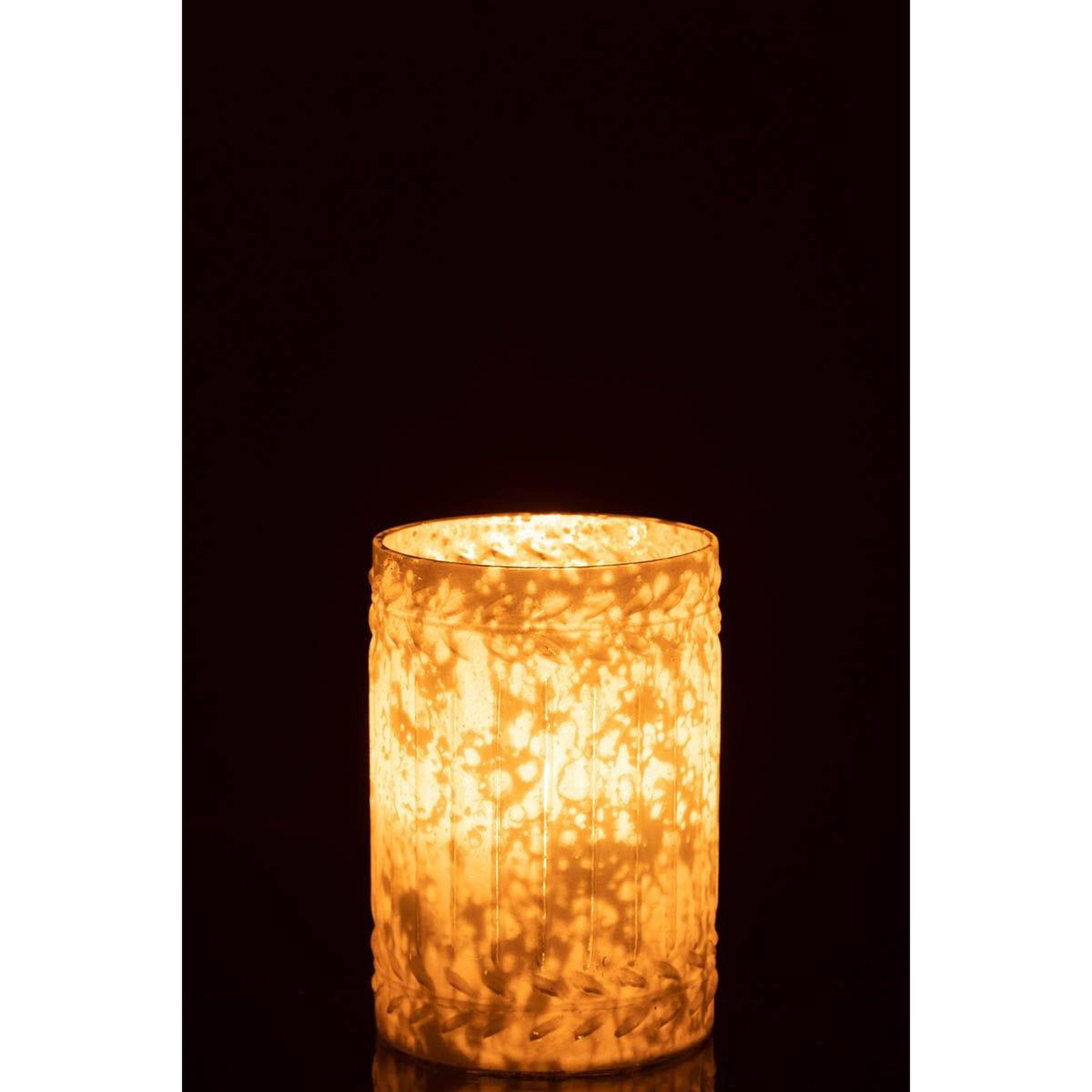 Voir la diapositive 3 : J-LINE Photophore déco en verre  ezy  18cm blanc
