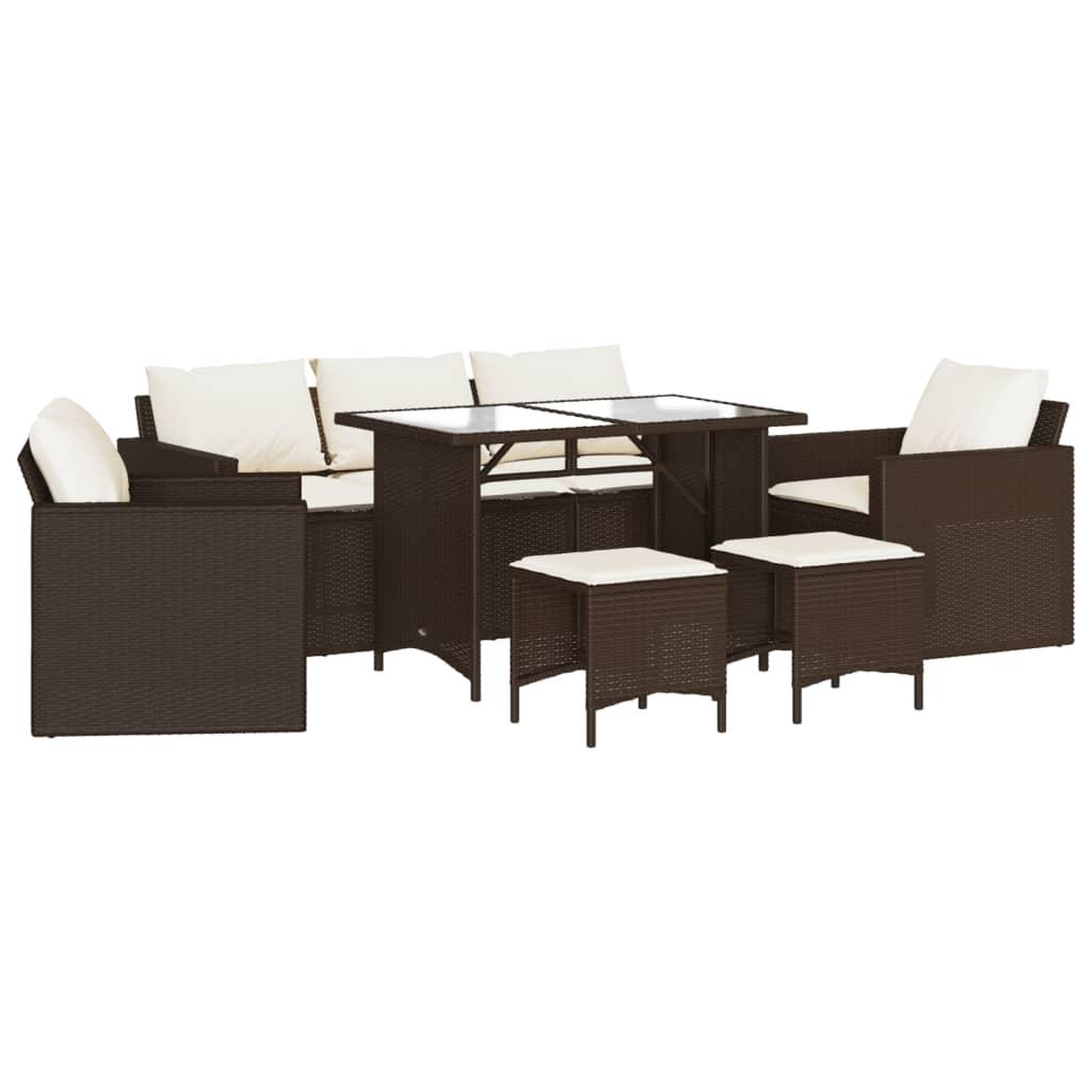 Voir la diapositive 2 : VIDAXL Salon de jardin avec coussins 6 pcs marron resine tressee