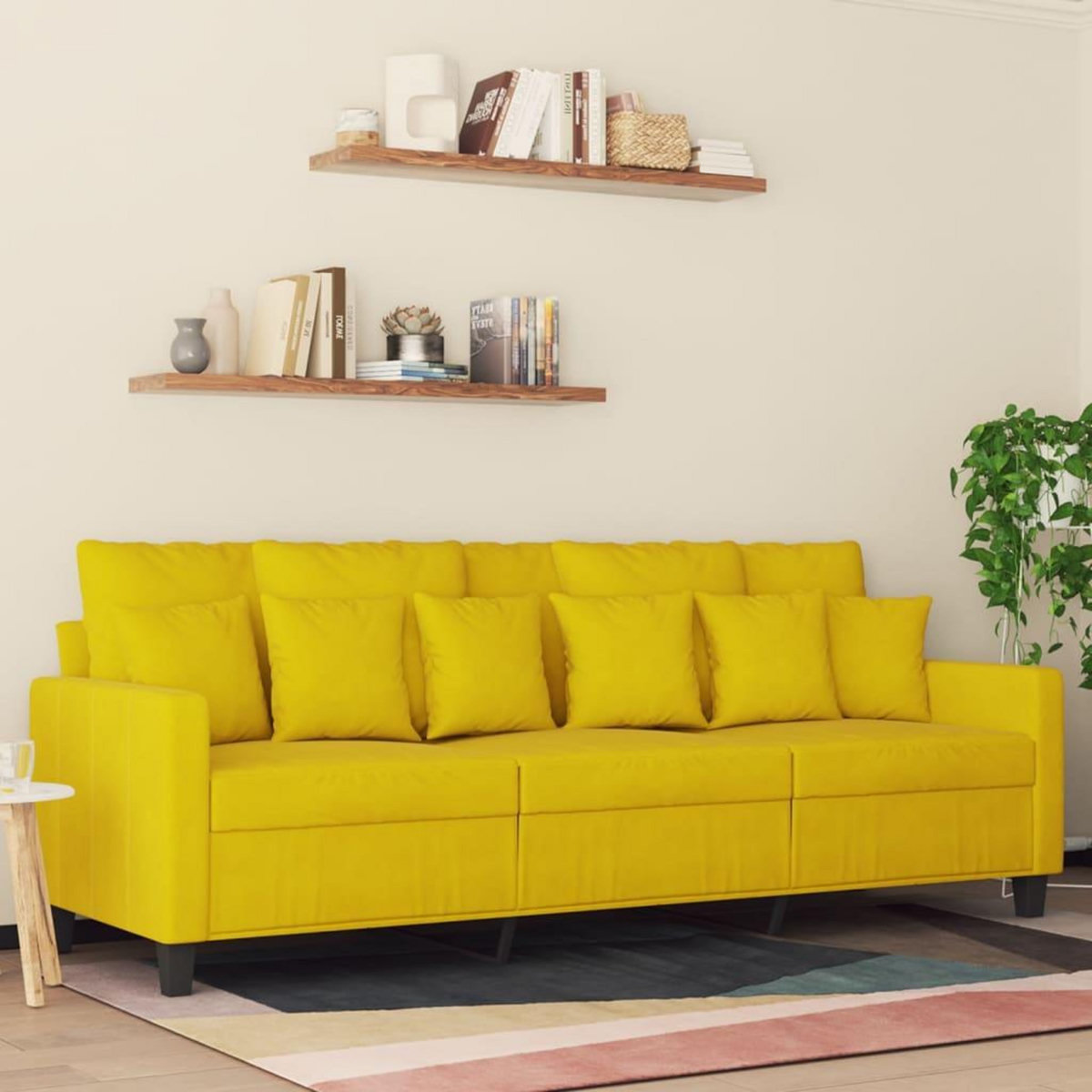 VIDAXL Canape a 3 places Jaune 180 cm Velours