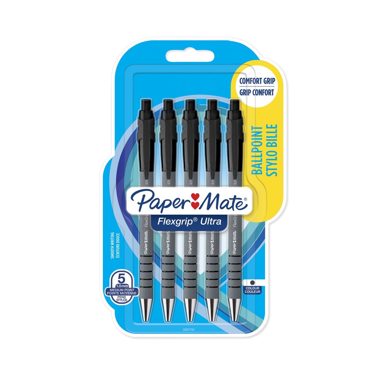 PAPERMATE Lot de 5 stylos bille Flexgrip Ultra encre noire