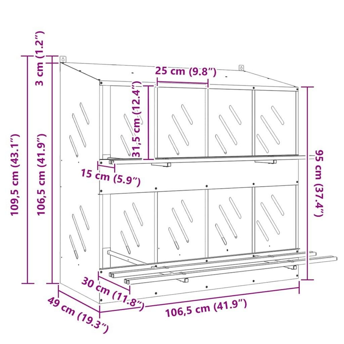 VIDAXL Nichoir a poules avec 8 compartiments vert olive metal