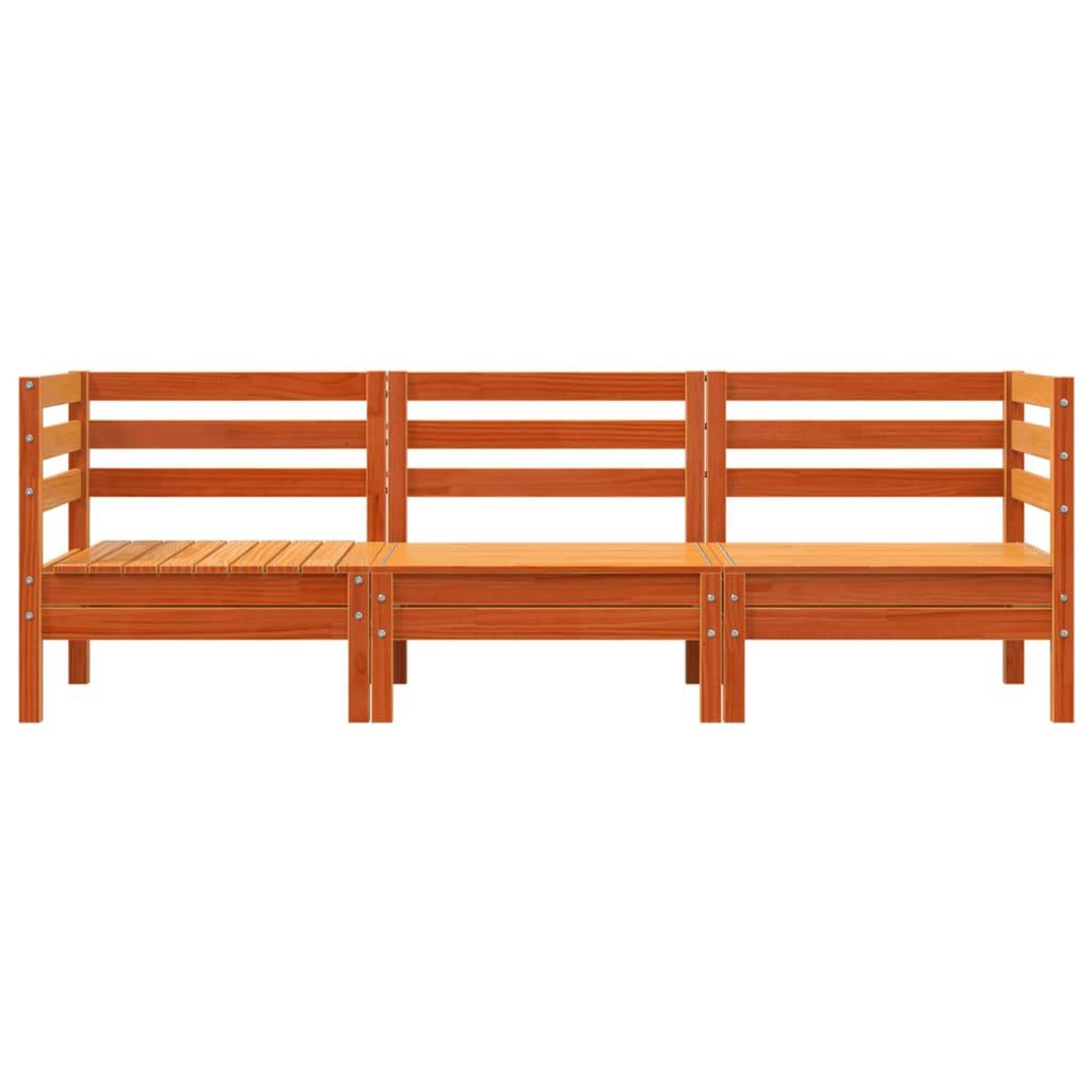 Voir la diapositive 4 : VIDAXL Canape de jardin 3 places cire marron bois de pin massif