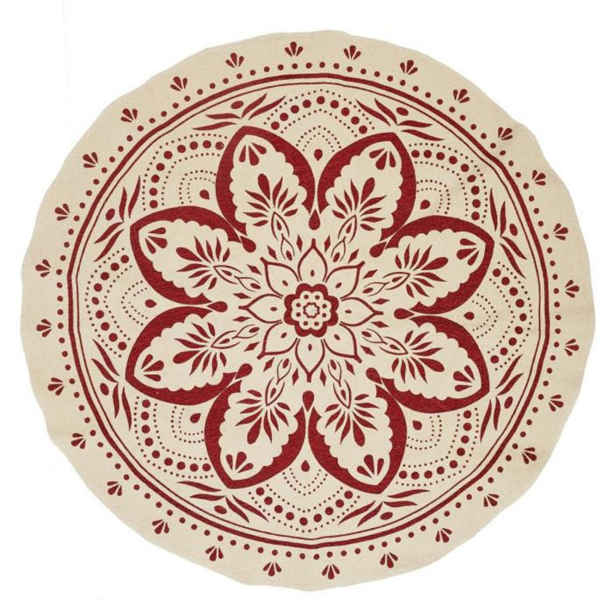 Paris Prix Tapis Rond Imprimé  Mandala  120cm Terracotta