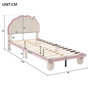 Voir la diapositive 3 : MERAX Lit simple enfant rembourré 90x200cm velours coloris beige+rose led