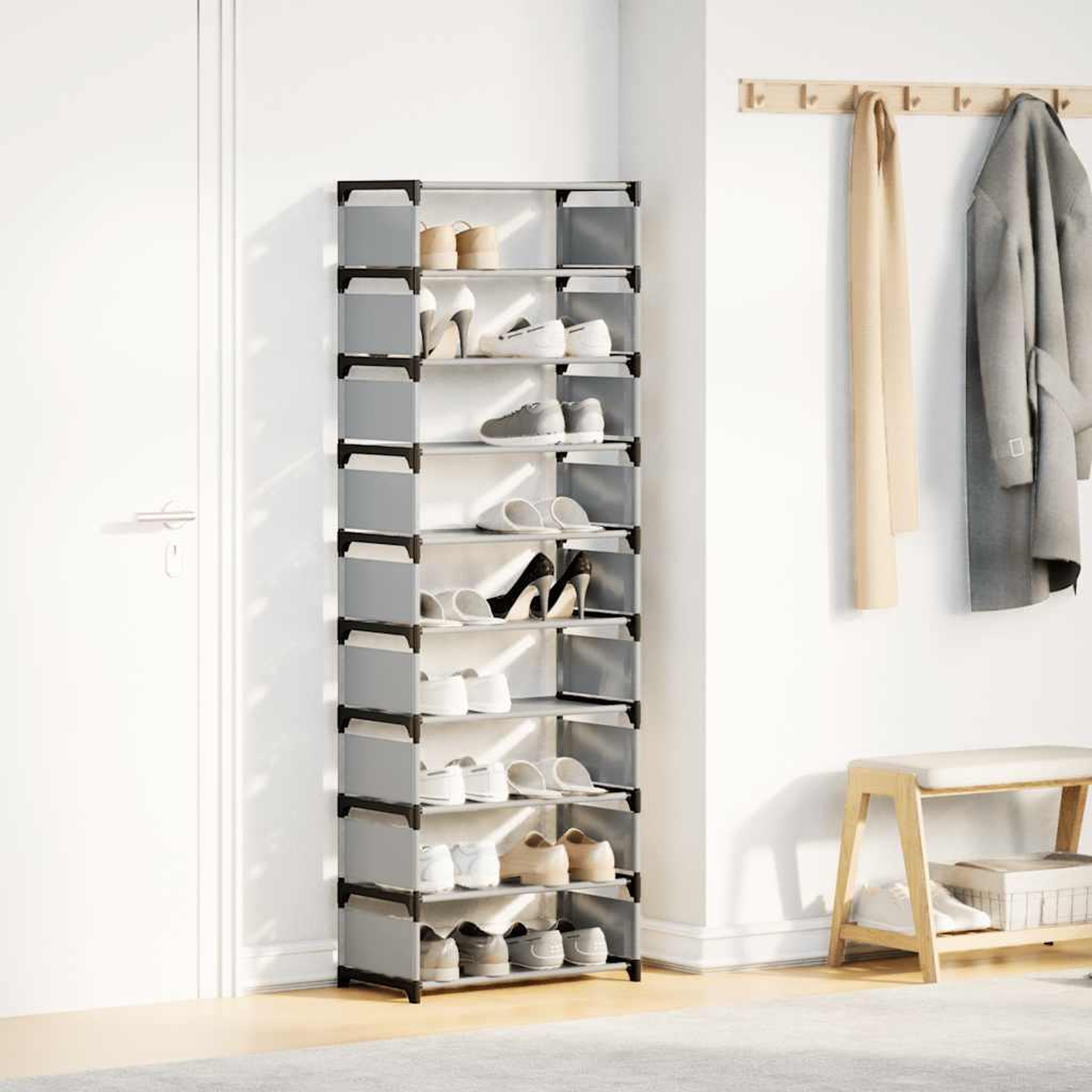 Voir la diapositive 3 : VIDAXL Etagere a chaussures 10 niveaux 54x28x158 cm tissu non-tisse