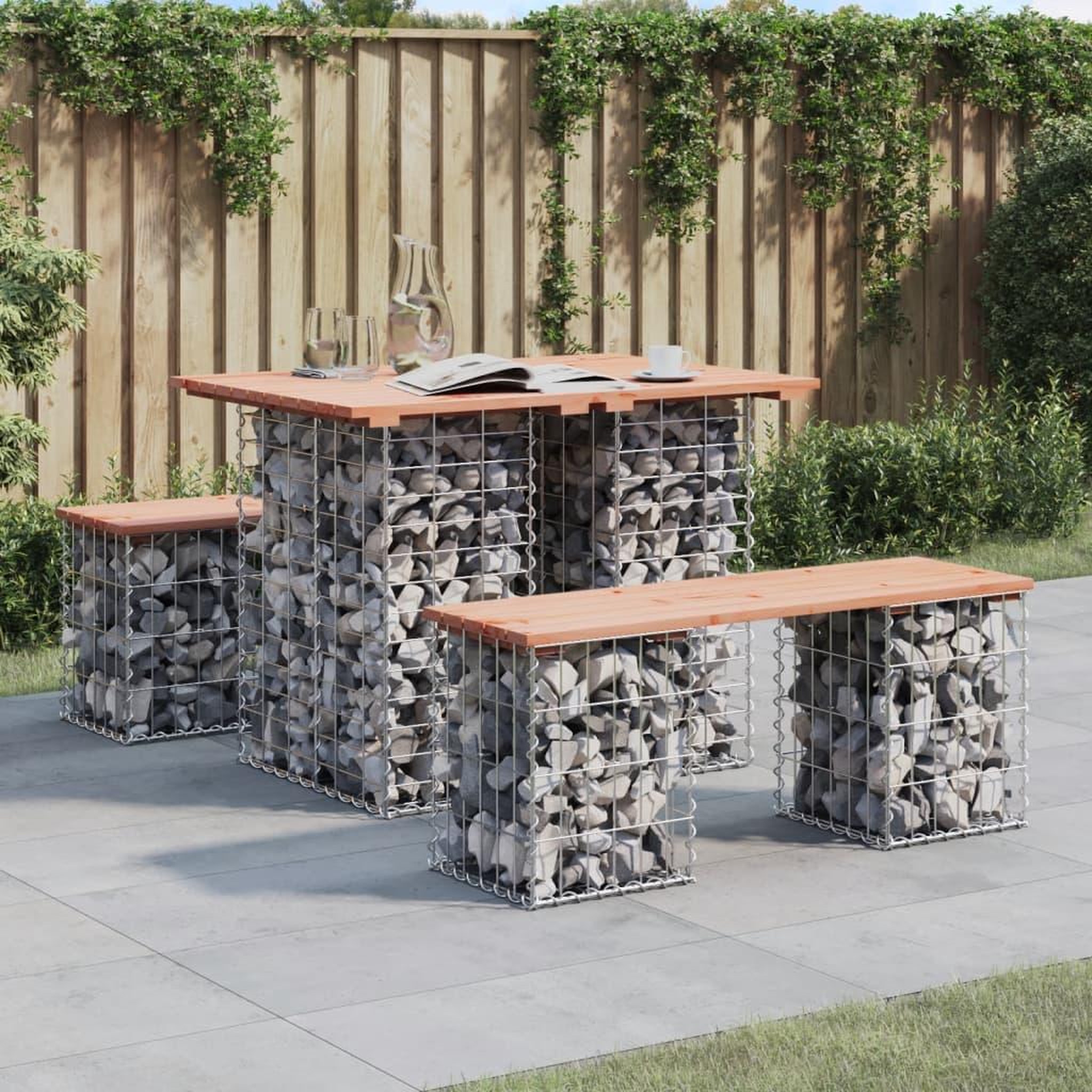 VIDAXL Banc de jardin design gabion 100x70x72cm bois massif de douglas