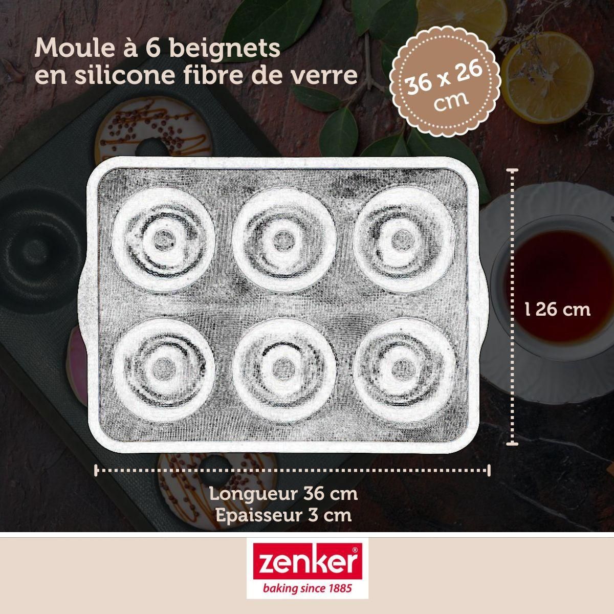 ZENKER Set pâtisserie avec moule 6 donuts 36 x 26 cm en silicone, 2 bols à mixer, verre mesureur et spatule Zenker