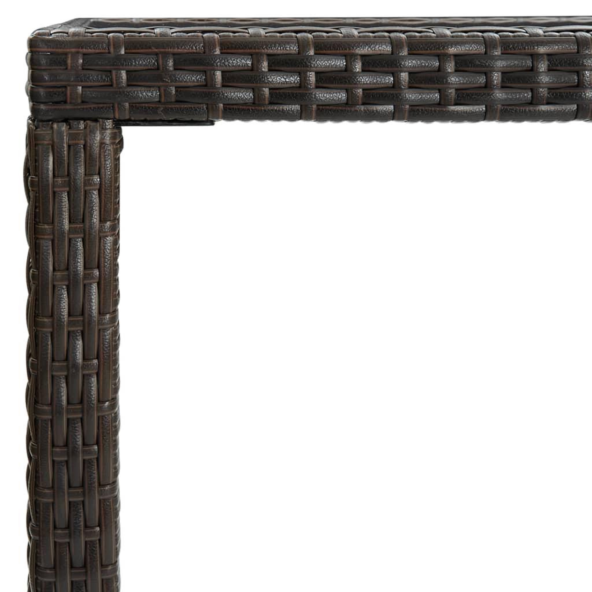 Voir la diapositive 4 : VIDAXL Table de bar de jardin Marron 130x60x110cm Resine tressee verre