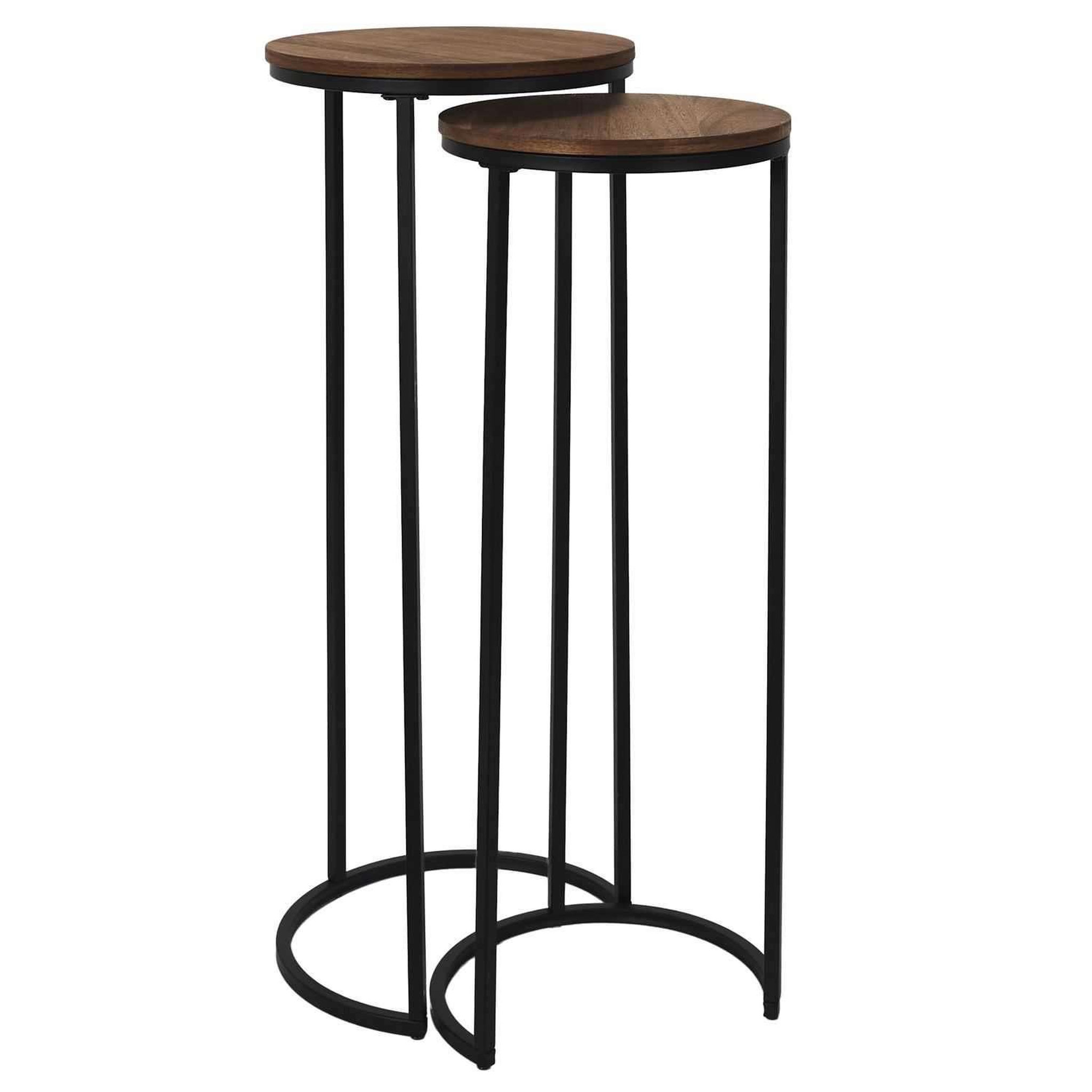 The Home Deco Factory Lot de 2 selettes gigognes effet acacia et métal visby - marron et noir
